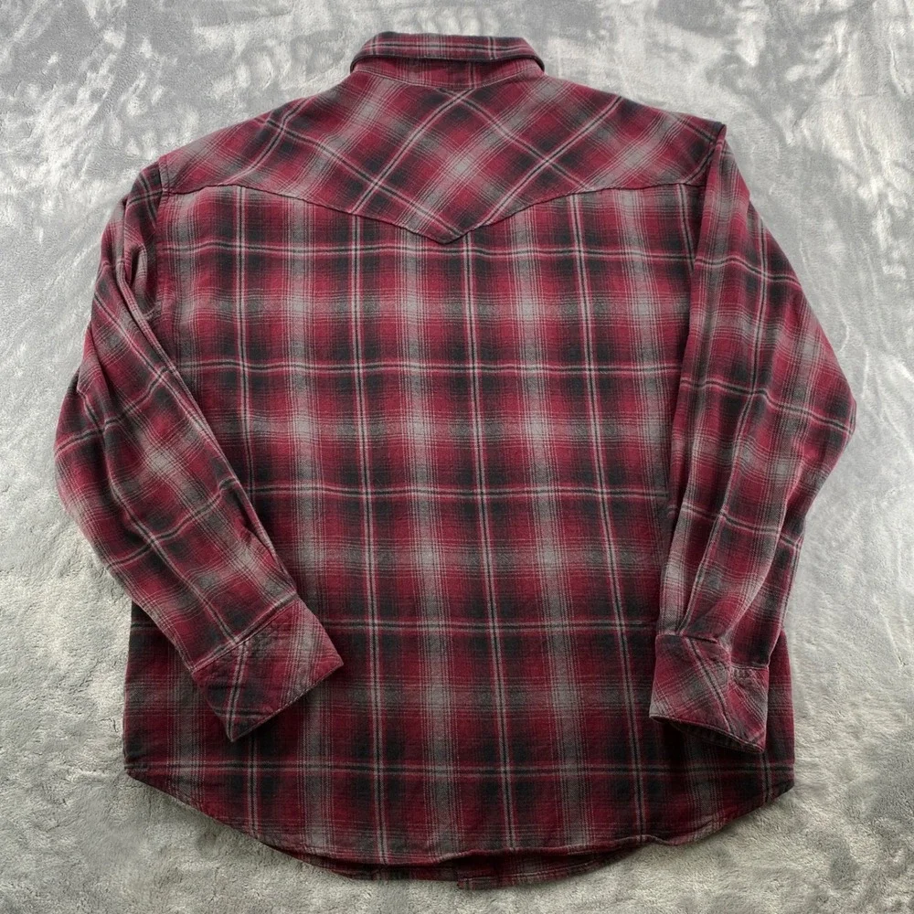 Resistol Double R Mens Large Red Plaid Western Pearl Snap Flannel Shirt R6F908
